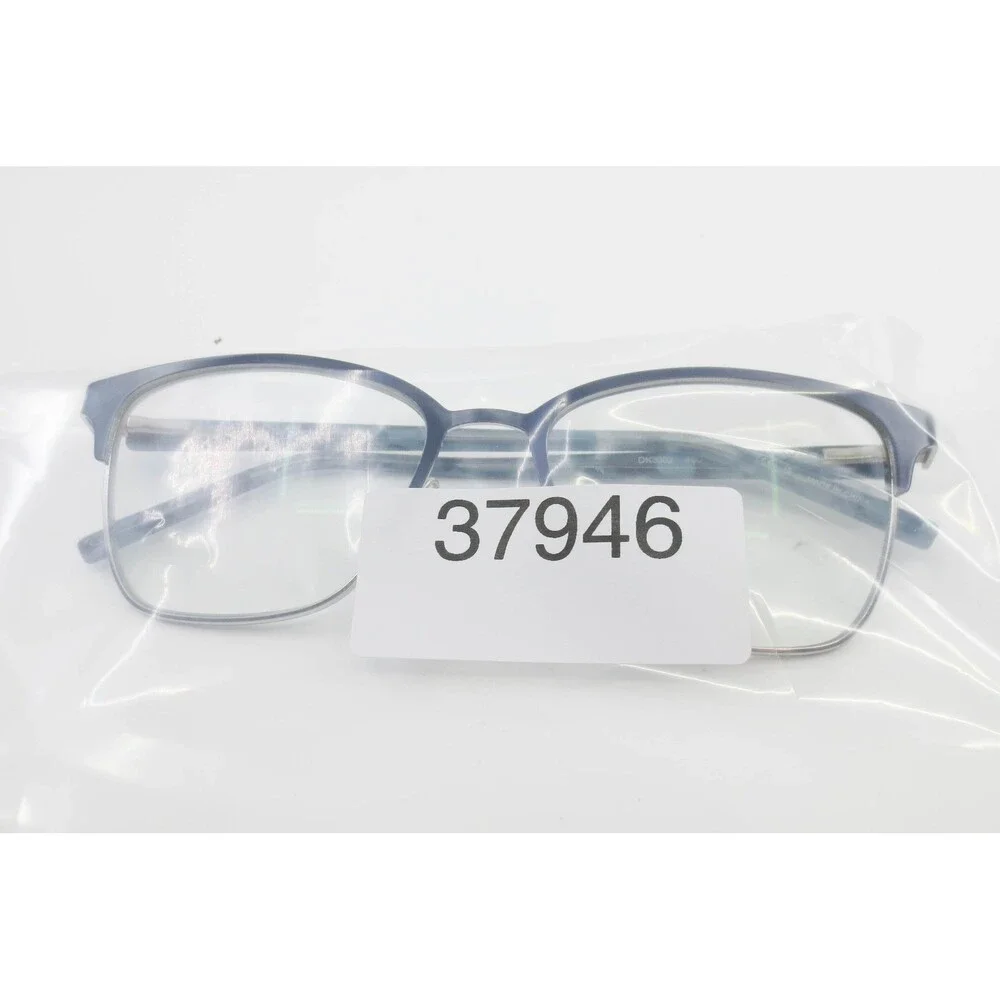 DKNY DK3002 400 Navy Blue Silver Marbled Rectangular Eyeglasses Frames 52-17-135